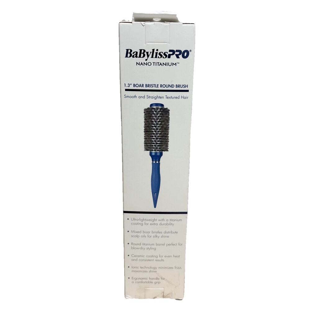 NEW~BABYLISS PRO nano titanium ~1.3" BOAR BRISTLE ROUND BRUSH" *OPEN BOX* - Picture 2 of 4